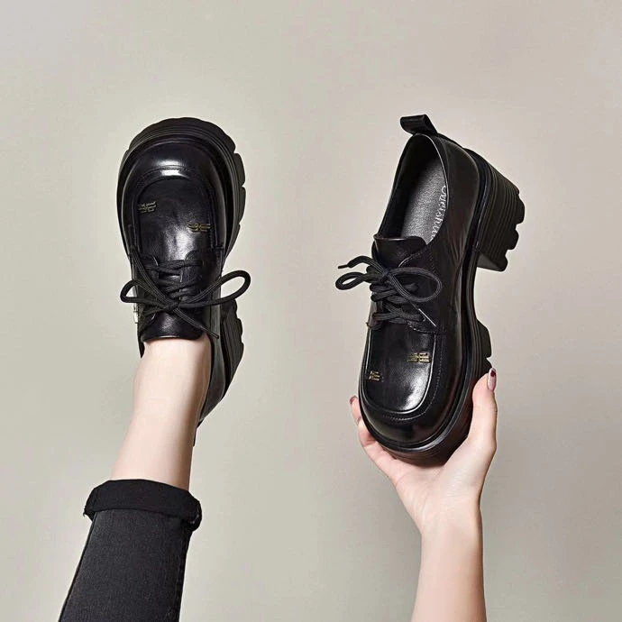 新款松糕厚底系带时尚百搭小单鞋2073