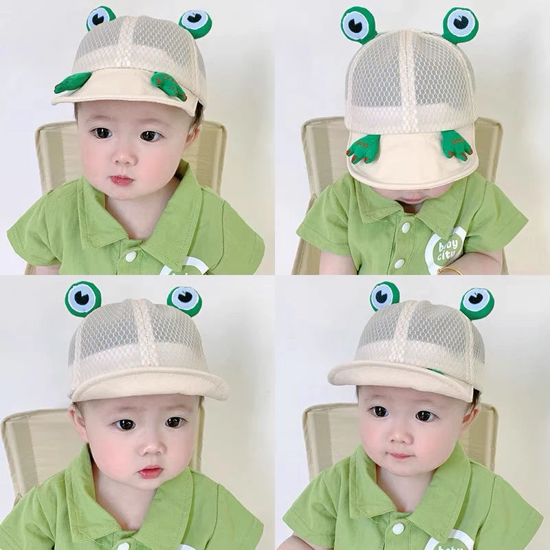 男宝宝帽子夏季薄款鸭舌帽女童遮阳帽婴儿可爱超萌儿童网眼棒球帽