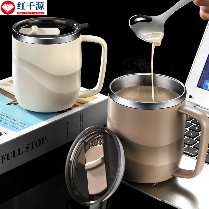 304不锈钢马克杯网红大容量便携隔热防烫带盖多功能家用学生水杯