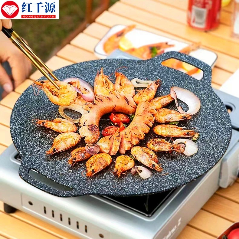 韩式烧烤盘烤肉盘卡式炉铁板烧家用加厚麦饭石煎盘多功能厨房用具