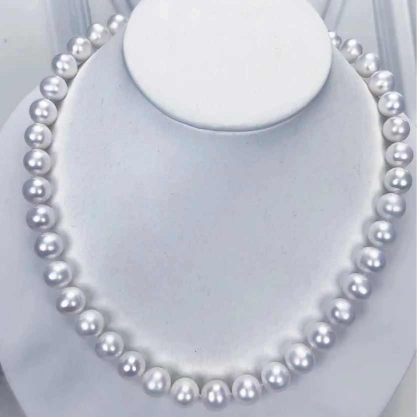 淡水无核珍珠10.5-12mm大点位项链白强光S925银扣天然气质妮同款