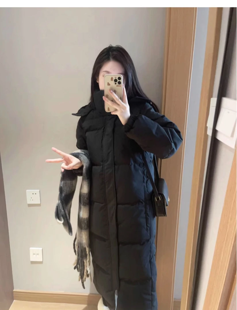 2025年新款中戏同款男女情侣长款反季白鸭绒羽绒服宽松外套校服