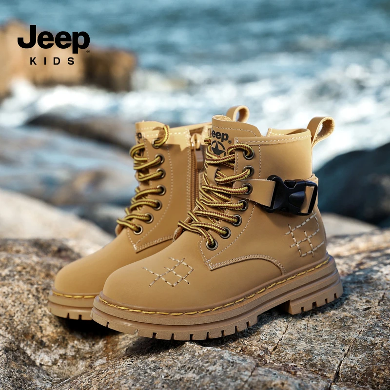 JEEP/吉普【断码清仓】高帮时尚男女童靴保暖踩雪防滑马丁靴大黄靴