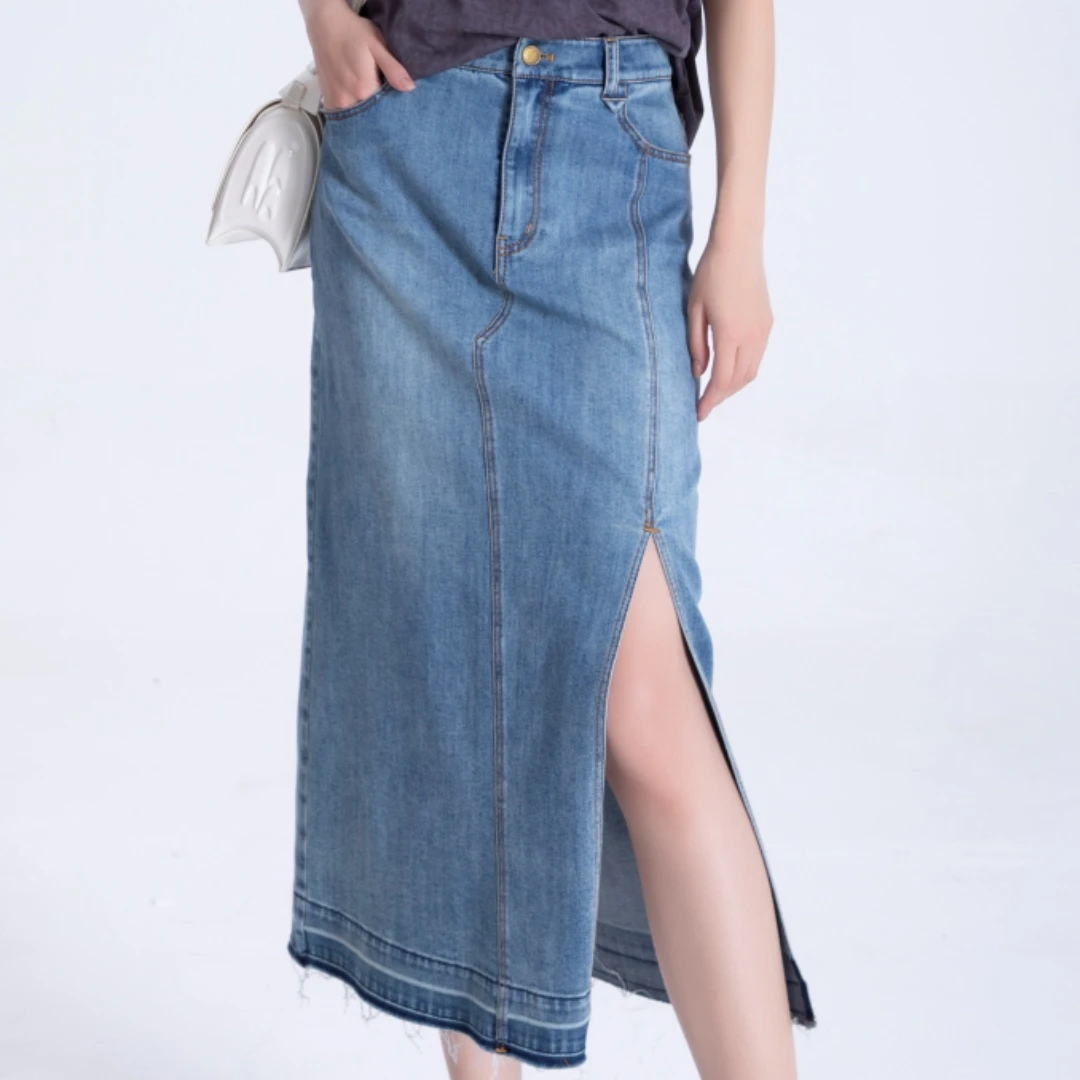 2024夏新时尚经典休闲减龄百搭显瘦显高显腿长直筒柔软舒适牛仔裙