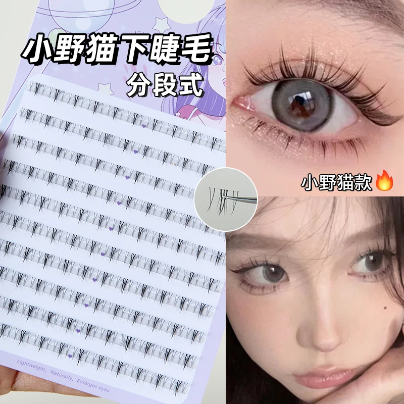 儒琳诗蓝卡小野猫假睫毛纯欲混合装新手分段式单簇细梗卷翘女学生