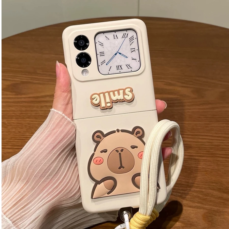 新款卡皮巴拉适用华为novaflip折叠手机壳斜挎NOVA手绳卡通