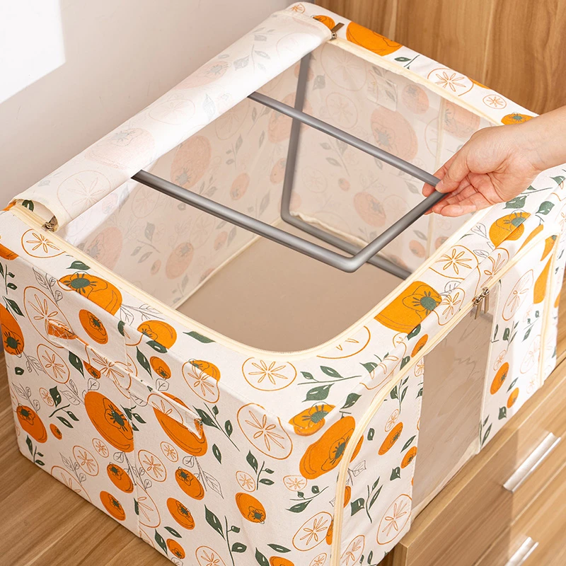 收纳箱大容量加厚布艺折叠双拉头整理箱家用衣服被子羽绒服百纳箱