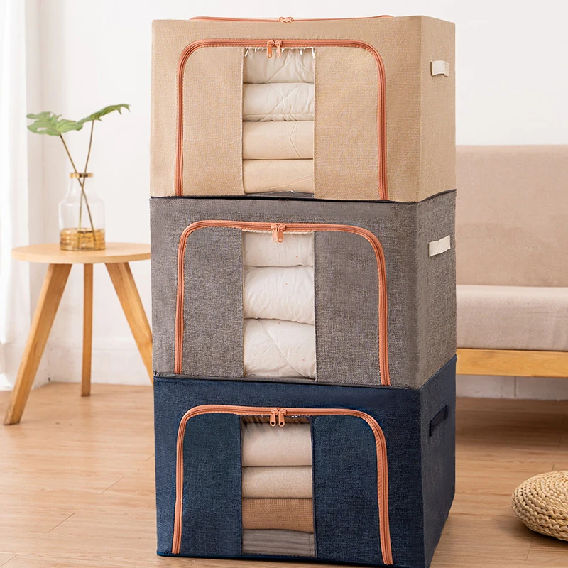衣柜收纳箱布艺衣服整理箱可折叠家用大容量搬家储物箱防潮置物筐