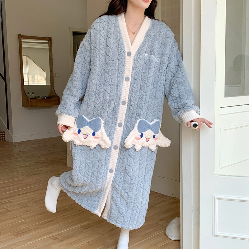 珊瑚绒孕妇待产裙11月份12产妇秋冬季保暖产后哺乳专用喂奶家居服