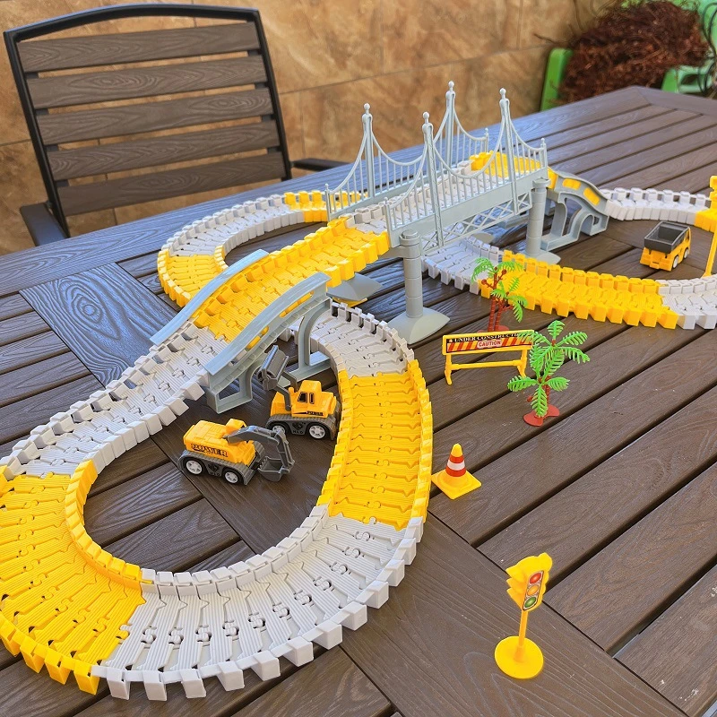 火冒火帽百变轨道车益智拼装玩具火车工程车电动赛车启蒙儿童玩具