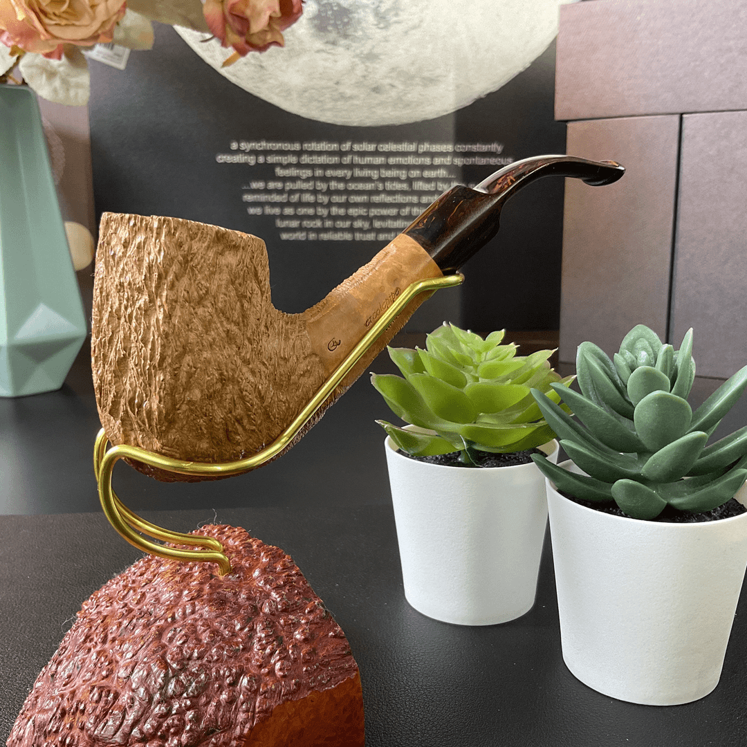 【原木雕刻】意大利ercolepipe烟斗品牌原木海岩雕刻经典弯款烟斗