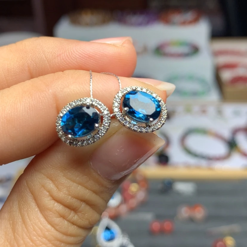 【闪购商品】托帕石耳饰银S925镶嵌