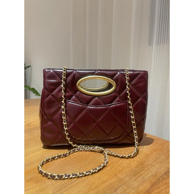 HIRMRIS手工真皮包CZ526  大宴香红