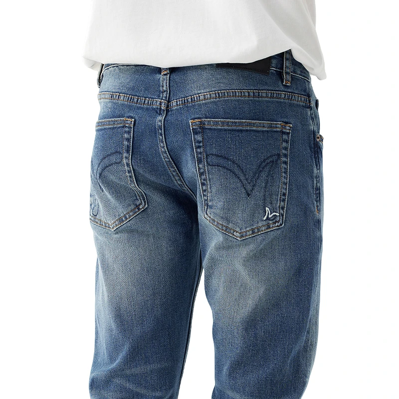 美式复古水洗牛仔裤男士休闲直筒2024新款弹力锥形长裤男款秋冬款