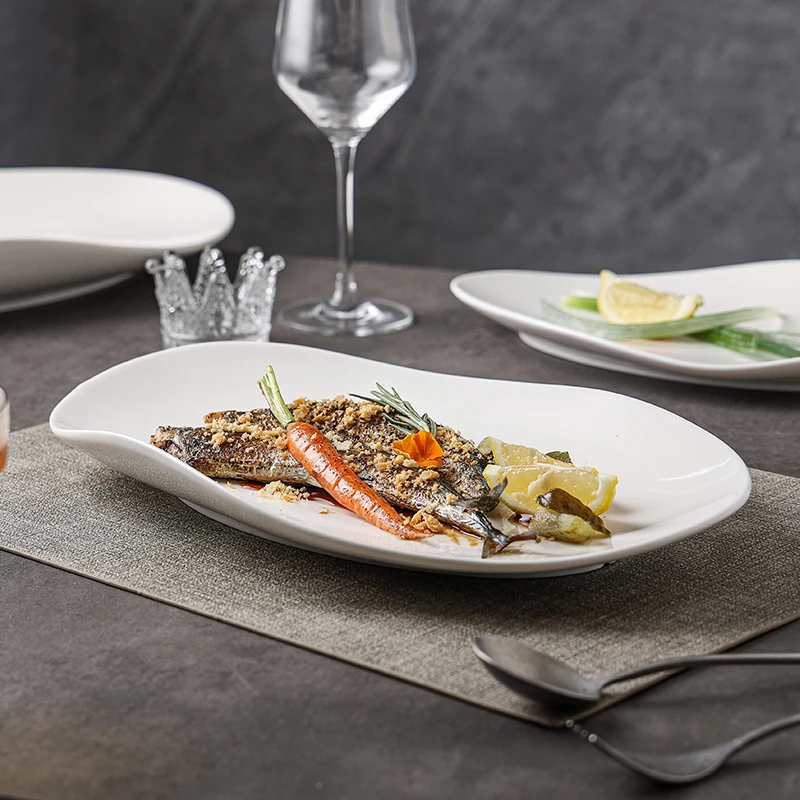 【高温白玉瓷】艾美旦形盘-白瓷 鱼盘高级感家用新款大尺寸蒸鱼盘