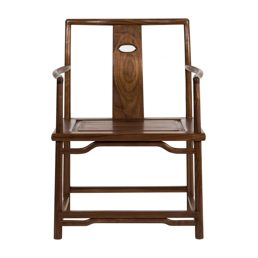 思朴山坊黑胡桃官帽椅实木圈椅新中式餐椅茶椅子阳台茶桌榫卯结构