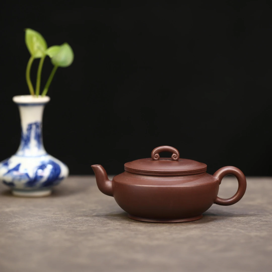 陈东宜兴紫砂壶全手工制紫泥扁灯如意茶壶容量180师从陈清法 推荐