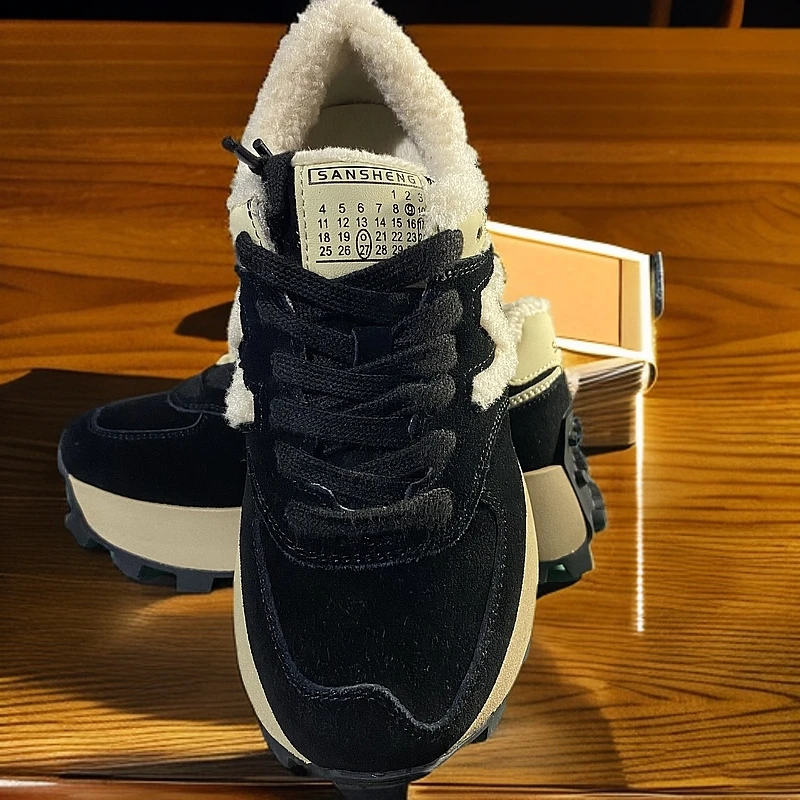 加绒毛毛运动鞋休闲鞋厚底增高保暖老爹鞋2024阿甘鞋女棉鞋