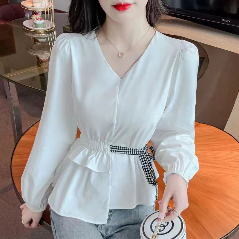 2024春季新款时尚修身显瘦衬衣气质洋气设计感收腰衬衫上衣女9393