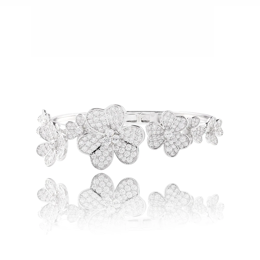 925银合成锆石手镯 S174【三叶草手镯】气质优雅满钻简约轻奢2480