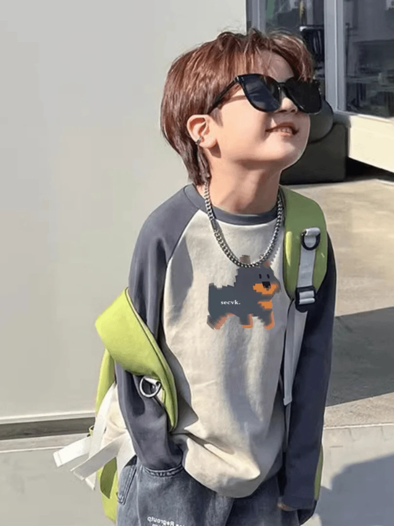 男童t恤长袖2024新款儿童装打底衫纯棉春秋款中大童男孩帅气上衣