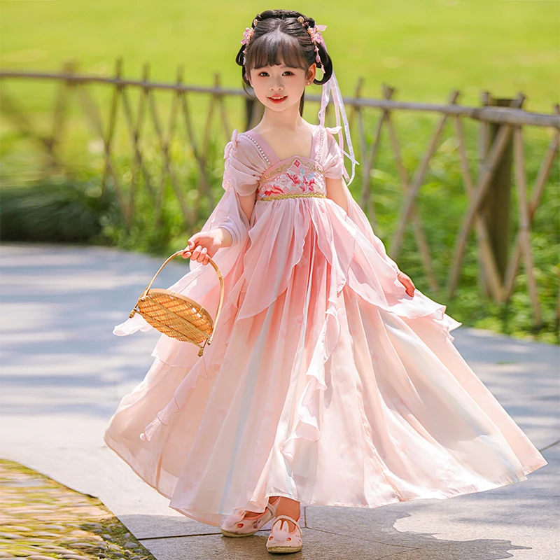 汉服女童2024新款儿童连衣裙夏季中国风古装女孩公主裙夏款