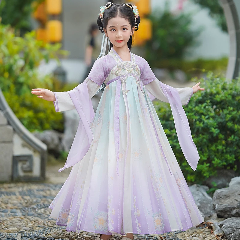 SL3153女童汉服春秋中国风超仙古装2024新款儿童古风唐装连衣裙秋