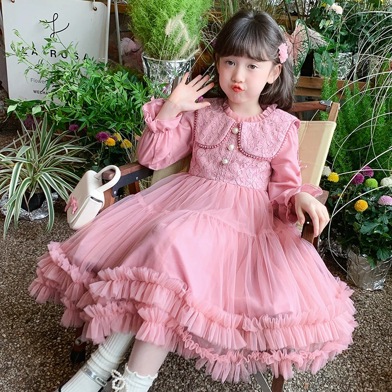 A2501女童连衣裙秋装新款儿童蓬蓬纱公主裙洋气小女孩春秋裙子