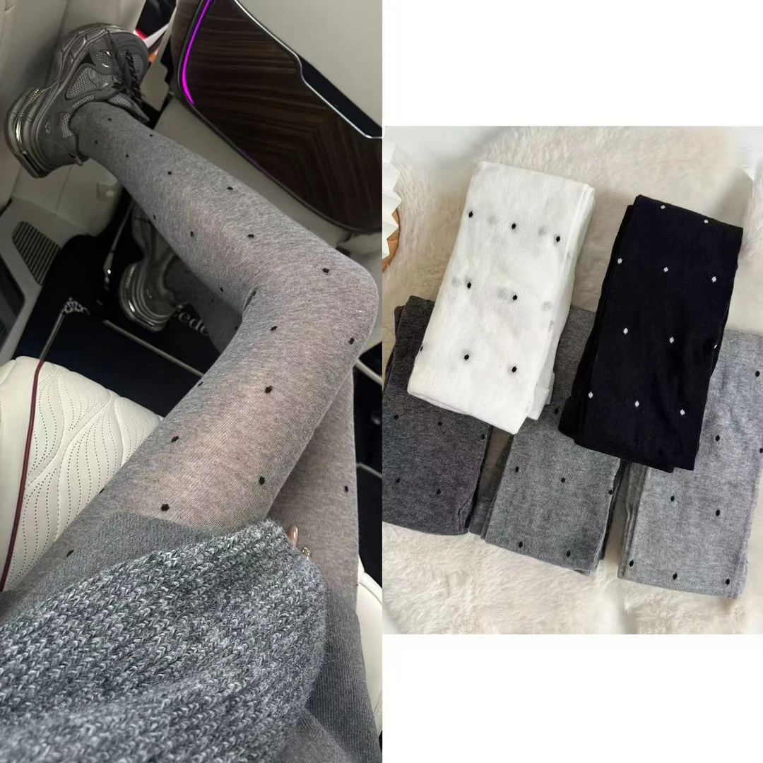 KZ40依美丁时尚秋冬复古波点提花薄透显瘦裤袜