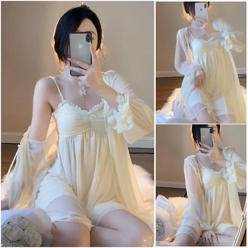 吊带睡裙女款爆款2026新款夏季带胸垫春秋可外穿夏天网纱性感睡衣