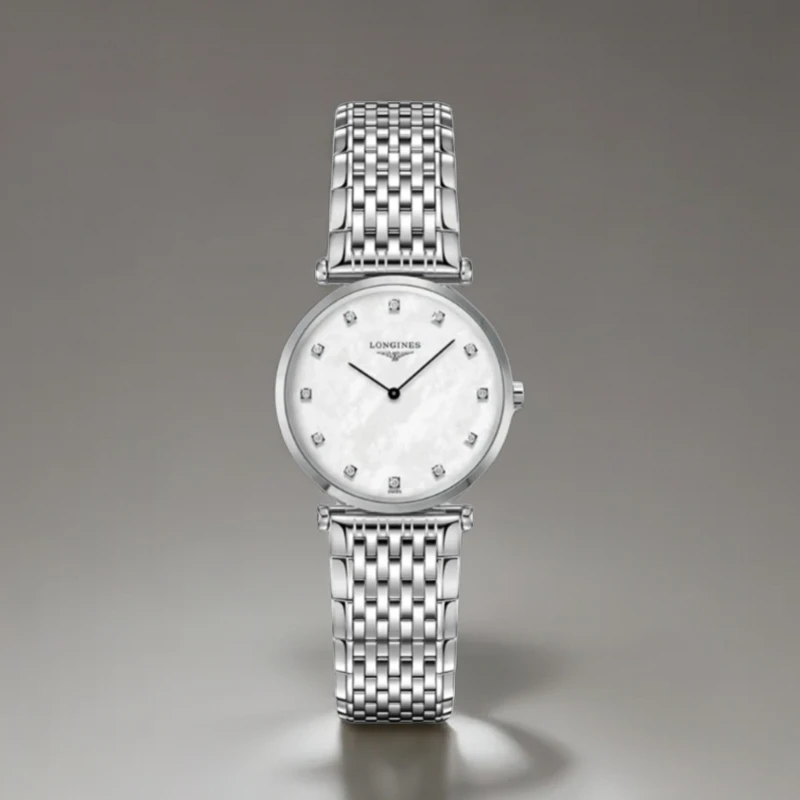 99新 Longines/浪琴 嘉岚女款/L4.709.4型号/33表径/贝母钻刻