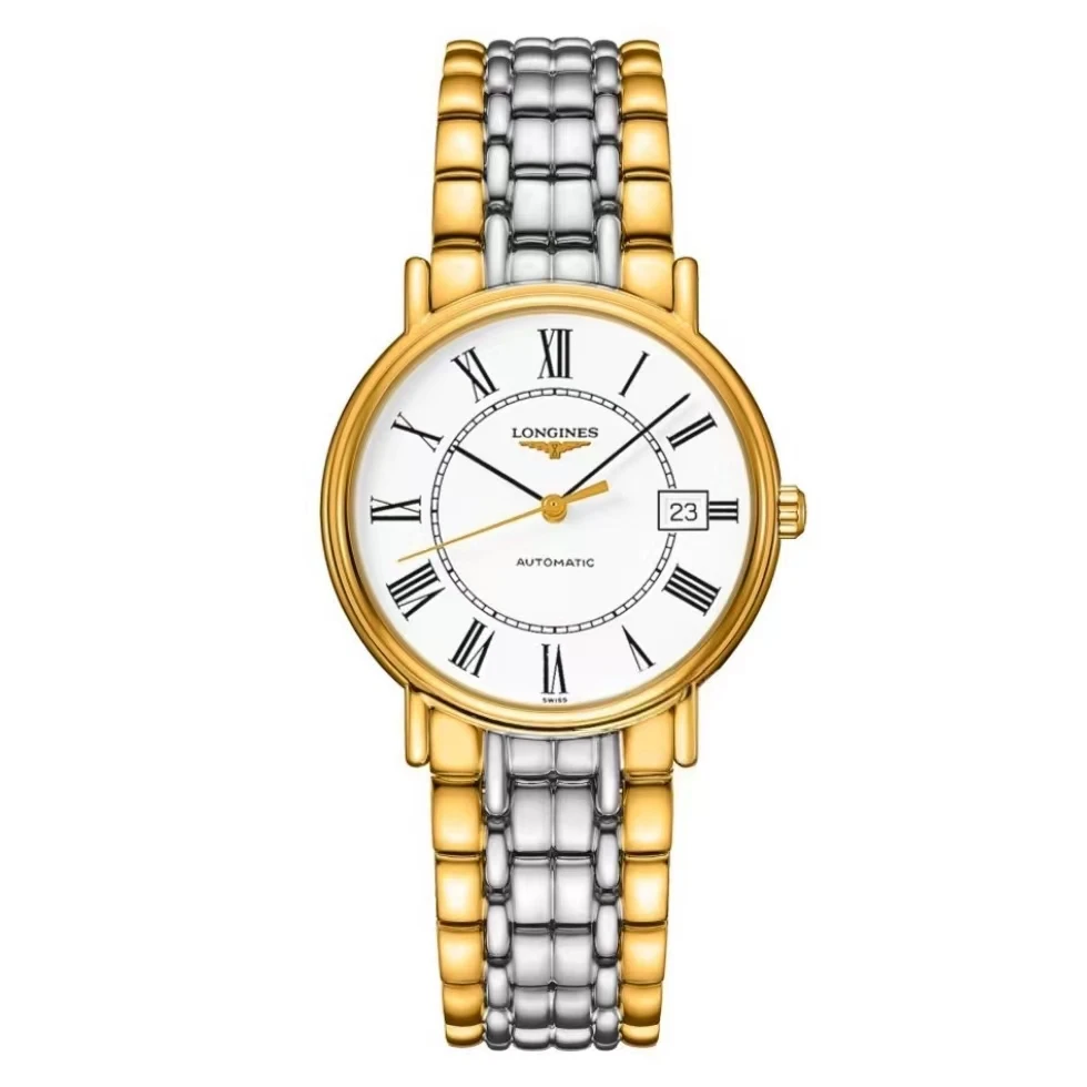 99新 Longines/浪琴 全套瑰丽男表/34.5表径/背透机械机芯/罗马刻
