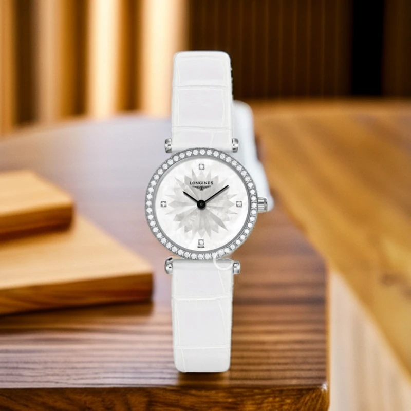 99新 Longines/浪琴 仁智女表/全套嘉岚24表径石英原镶钻时尚经典