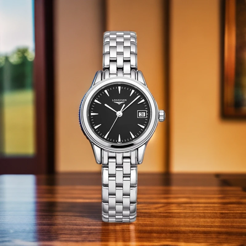 99新 Longines/浪琴 军旗L4.216.4型号/24表径/石英/经典黑盘