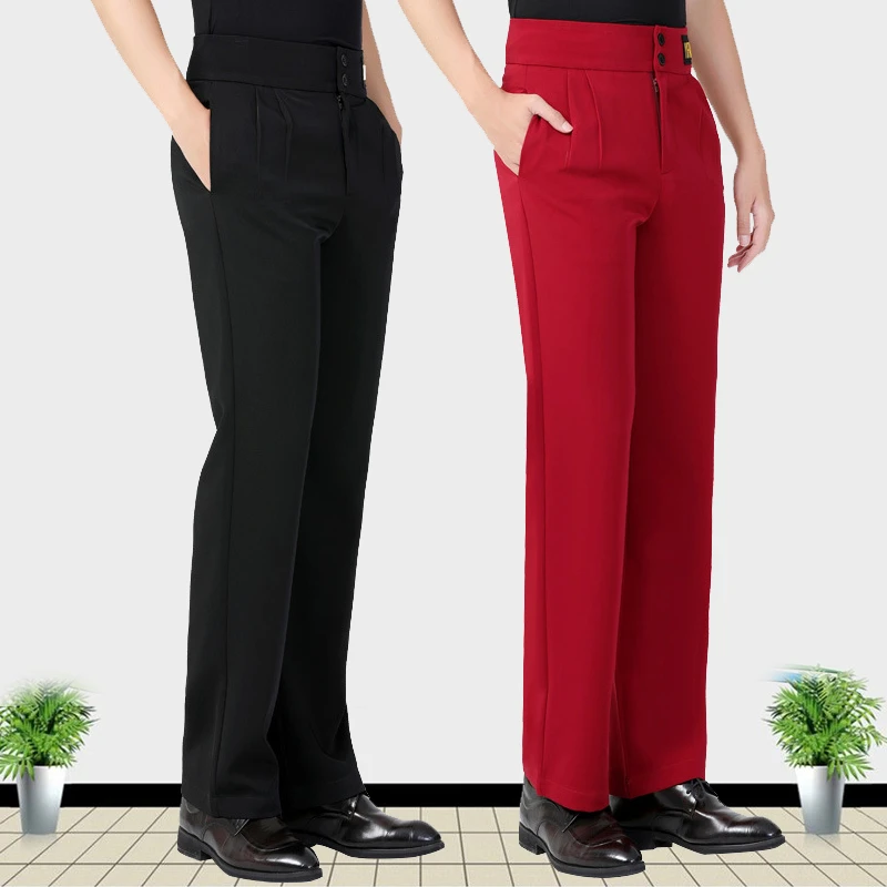 男士新款拉丁舞小脚裤摩登舞交谊舞国标舞成人练功跳舞裤子男红色