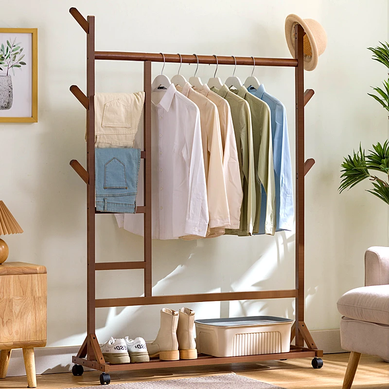 【小扬哥推荐】挂衣架落地卧室内衣帽架子简易放衣服置物架实木家