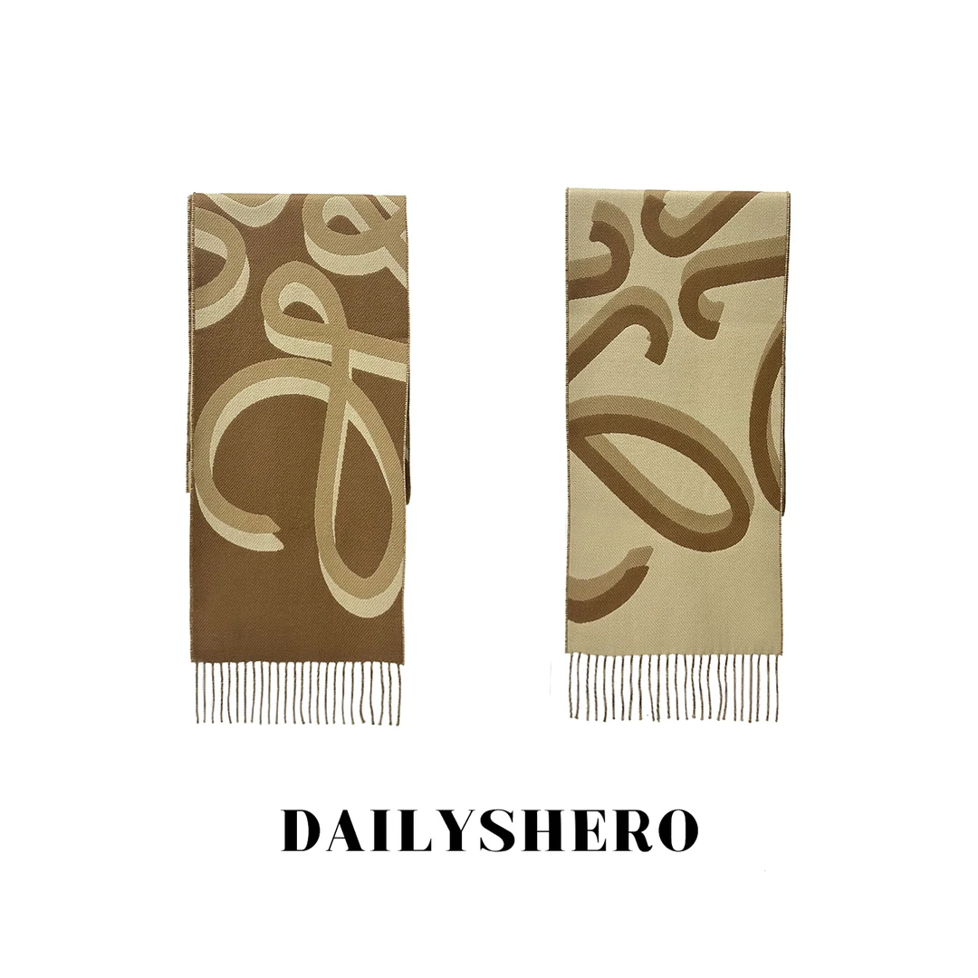 DS【暖冬符号】羊毛羊绒 经典AB双面撞色保暖实搭矩形流苏围巾