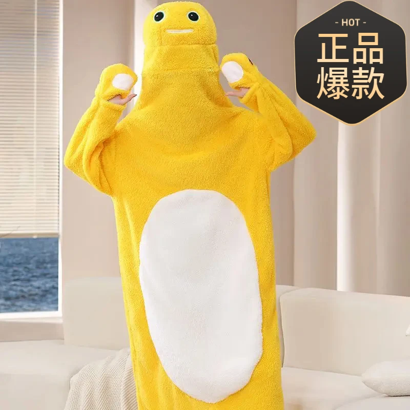 【小奶龙连帽战袍】卡通小恶魔连体睡衣法兰绒男女家居服情侣睡袍