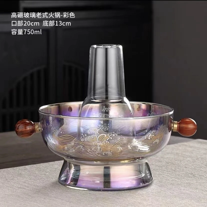 高硼硅玻璃小火锅多功能家用加厚商用彩色老式手工神器