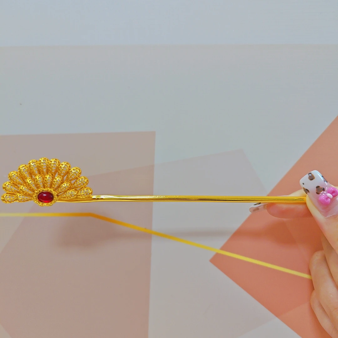 宫廷金凤羽簪发钗