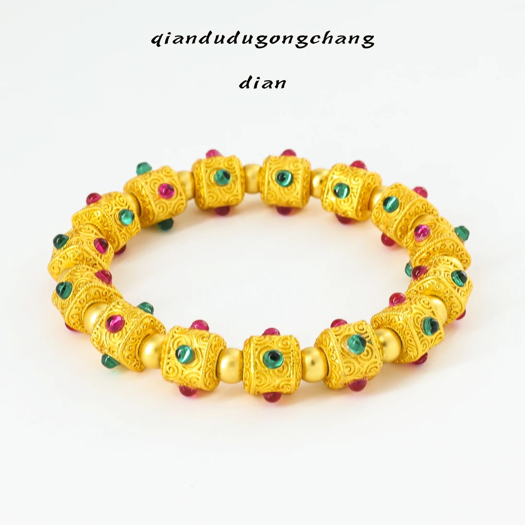 铜合金手链 国潮古风彩色石手链SZ9048