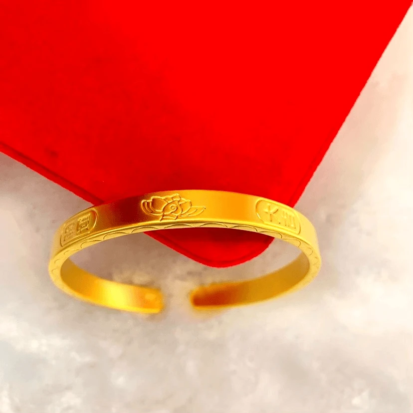 铜合金手镯 精工版莲花吉祥开运开口手镯