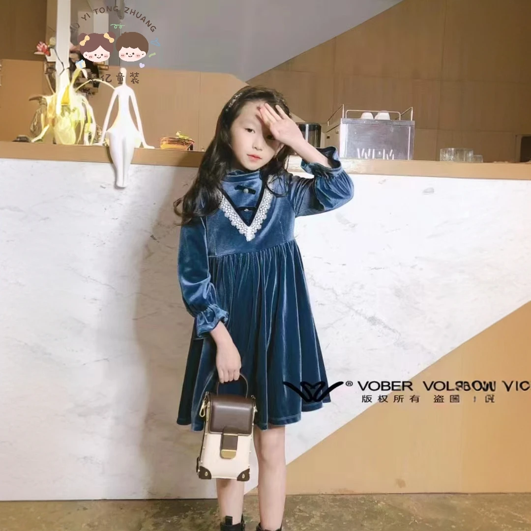 韩版女童荷叶边娃娃连衣裙