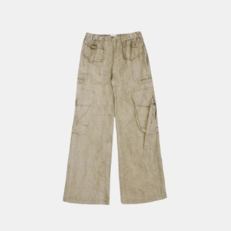 【CPLUS SERIES】设计师品牌24早秋新款印花做旧工装长裤女士休闲