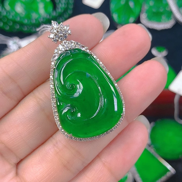 翡翠吊坠(不含链)银S925镶嵌