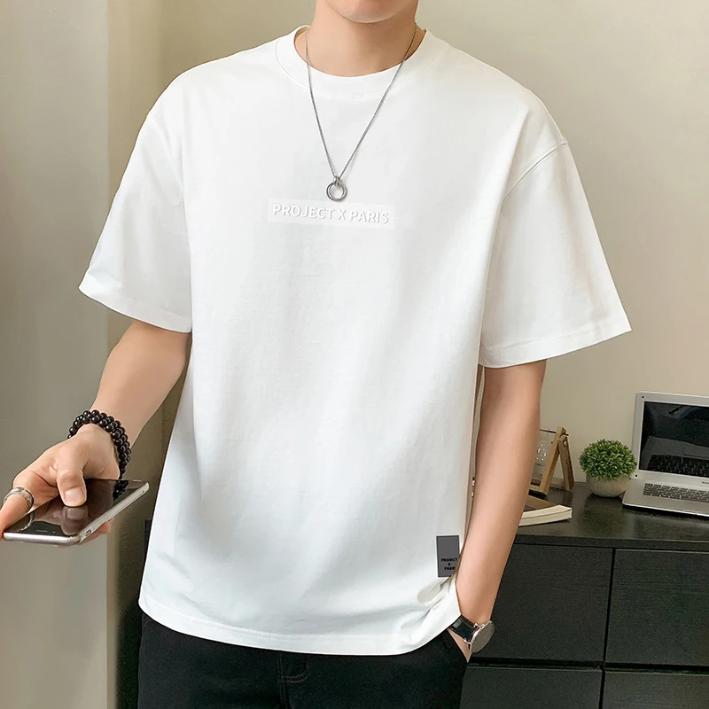 利尼科比利重磅t恤男士短袖潮牌潮流夏季薄款宽松速干冰丝半袖t恤