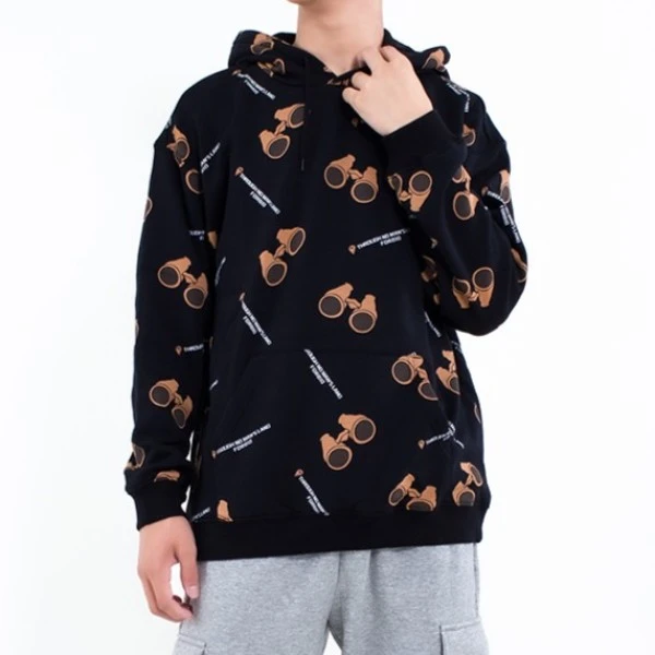 A4047棵棵树加绒宽松卫衣冬季男童连帽全件印花青少年保暖卫衣