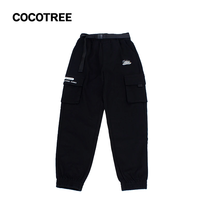 COCOTREE棵棵树束脚口工装裤秋冬季女童贴袋休闲长裤S9009