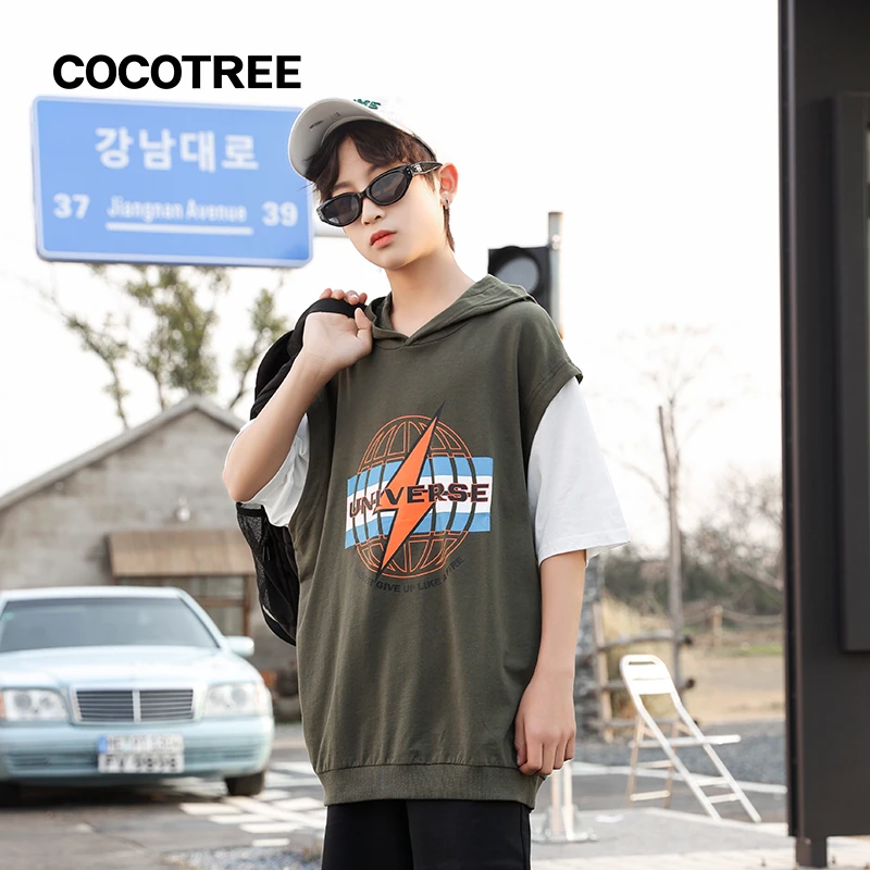 1071夏季新款男童连帽印花运动款T恤