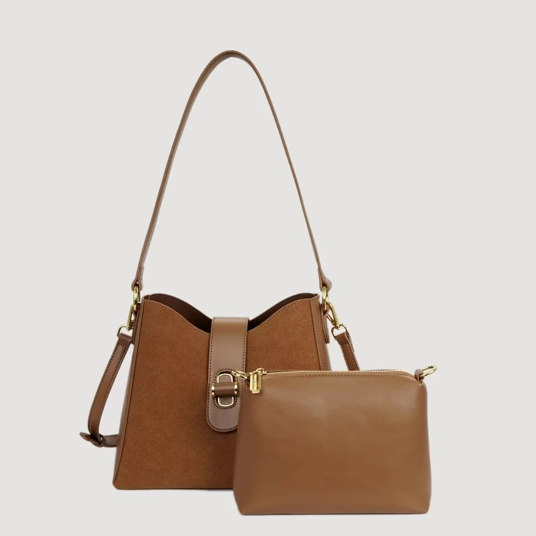 【2024】新款女士时尚百搭棕色腋下子母包